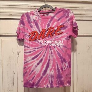 Pink and purple tie dye D.A.R.E. t-shirt size small
